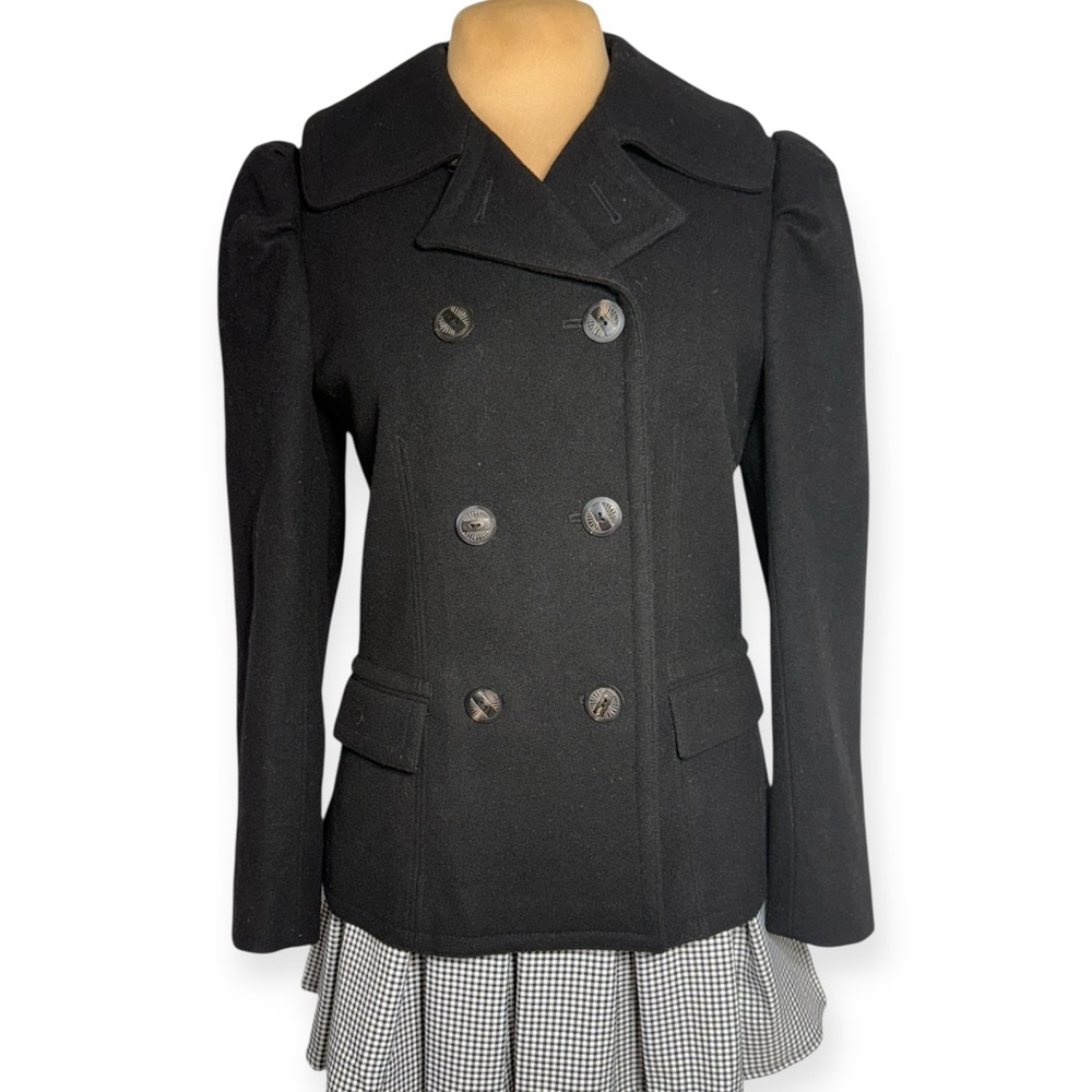 Vintage Y2K Ralph Lauren Blue Label Black wool cashmere double breasted pea coat - Picture 3 of 7